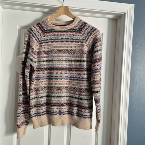 J.Crew Sweater Womens Medium Lambs Wool Blend Fair Isle Nordic Apres Ski Holiday - Picture 1 of 11